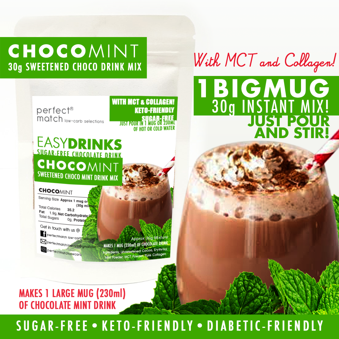 PerfectMatch Low-carb l Keto Chocolate Mint Drink Mix l Chocomint 30g l Sugarfree w/ MCT & Collagen
