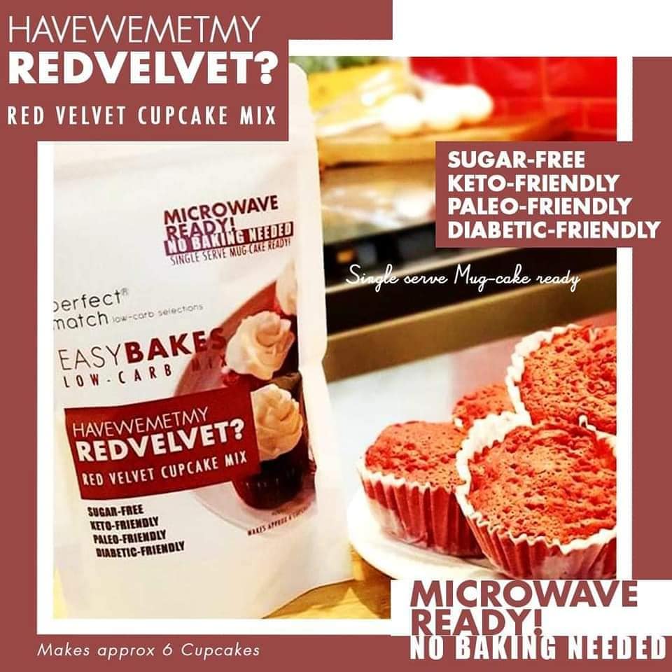 PerfectMatch Low-carb l Keto Red Velvet Cupcake Mix l Havewemet my REDVELVET 170g l Sugarfree