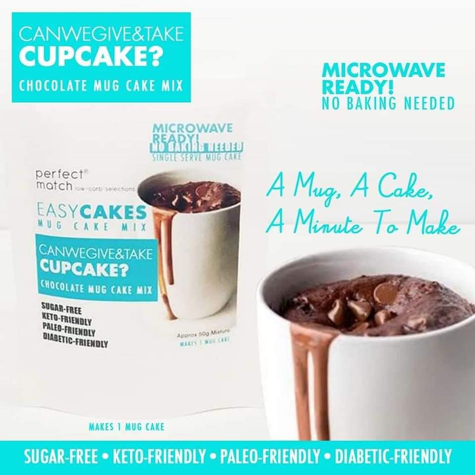 PerfectMatch Low-carb l Keto Choco Mug cake Mix l Canwegive& take CUPCAKE 50g l Sugarfree