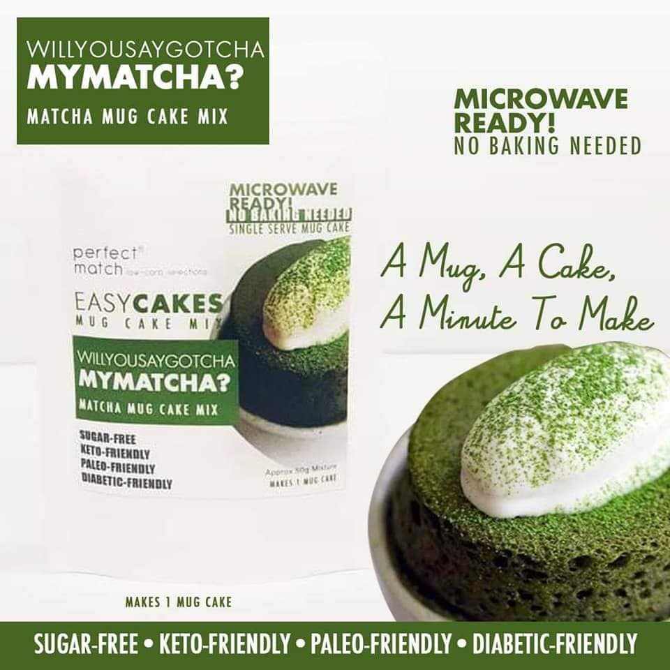 PerfectMatch Low-carb l Keto Matcha Mug cake Mix l Willyousaygotcha my MATCHA 50g l Sugarfree