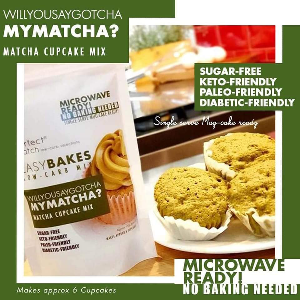 PerfectMatch Low-carb l Keto Matcha Cupcake Mix l Willyousaygotcha my MATCHA 170g l Sugarfree
