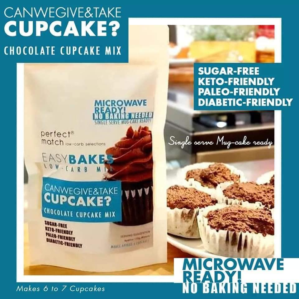 PerfectMatch Low-carb l Keto Choco Cupcake Mix l Canwegive&take CUPCAKE 170g l Sugarfree