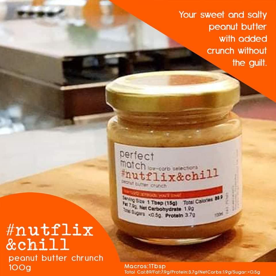 PerfectMatch Low-carb l Keto Peanut Butter Crunch l Nutflix&Chill 100g l Sugarfree