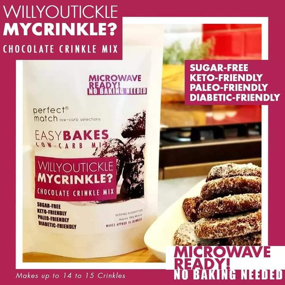 PerfectMatch Low-carb l Keto Choco Crinkle Mix l Willyoutickle my CRINKLE 180g l Sugarfree