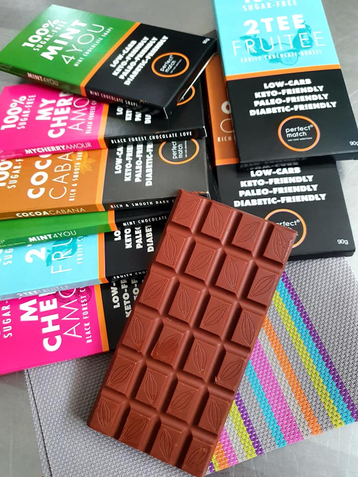 PerfectMatch Low-carb l Keto Sugar-Free Chocolate Black Forest l My Cherry Amour 90g l Sugarfree