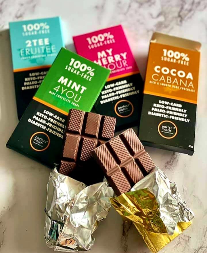 PerfectMatch Low-carb l Keto Sugar-Free Chocolate l Mint 4 u 45g l Sugarfree