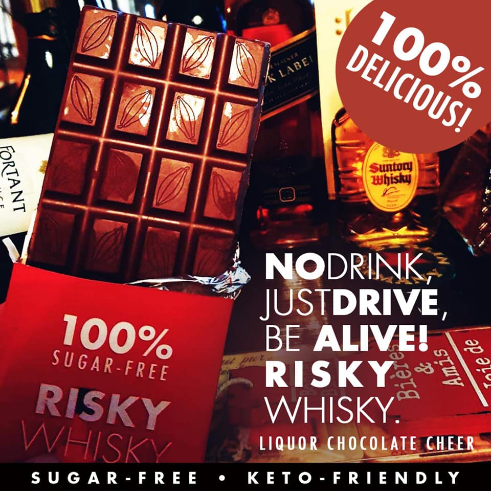 PerfectMatch Low-carb l Keto Sugar-Free Chocolate Liquor I Risky Whisky 90g l Sugarfree