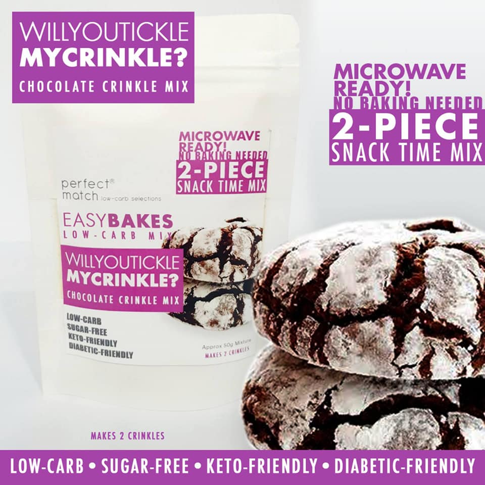 PerfectMatch Low-carb l Keto Choco Crinkle Mix l 2-PC Willyoutickle my CRINKLE 50g l Sugarfree