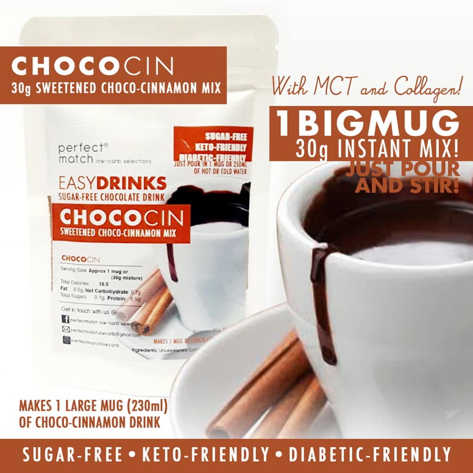 PerfectMatch Low-carb l Keto Chocolate Cinnamon Drink l Chococin 30g l Sugarfree w/ MCT & Collagen