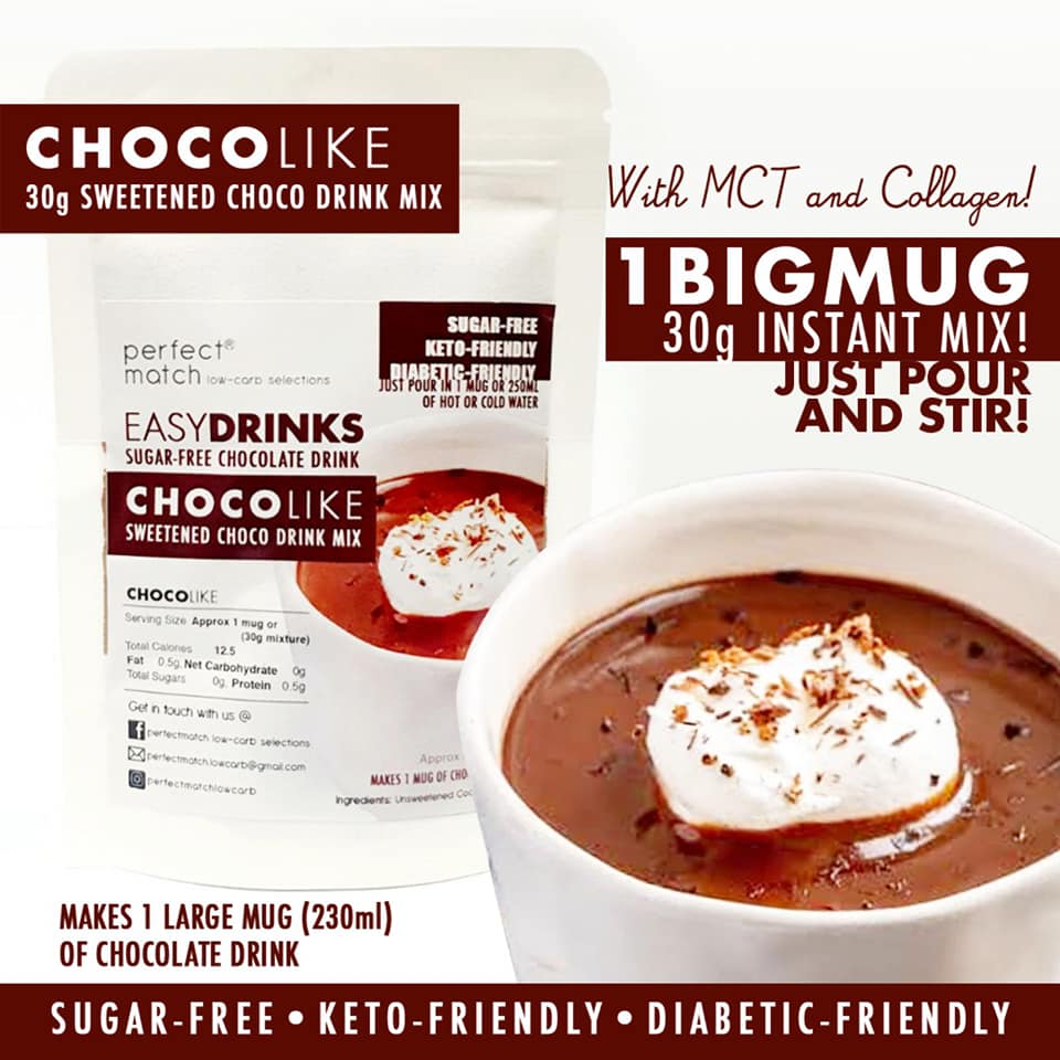 PerfectMatch Low-carb l Keto Chocolate Drink Mix l Chocolike 30g l Sugarfree with MCT & Collagen