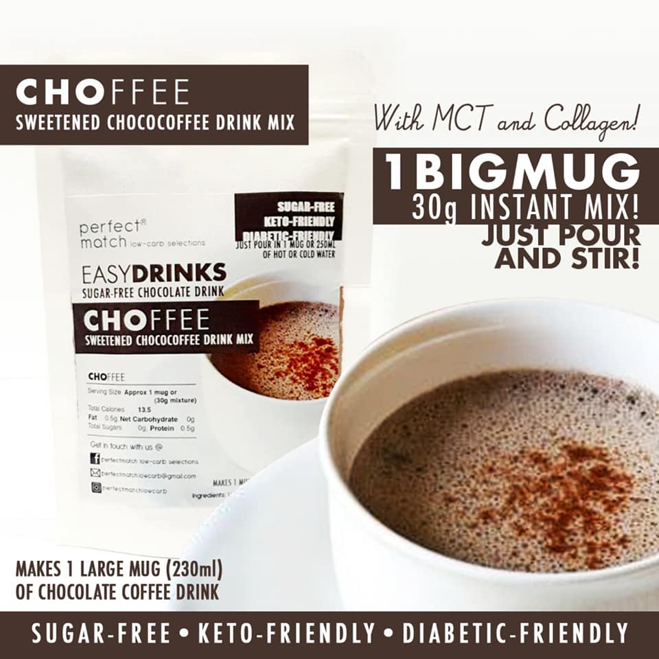 PerfectMatch Low-carb l Keto Chocolate Coffee Drink Mix l Choffee 30g l Sugarfree w/ MCT & Collagen