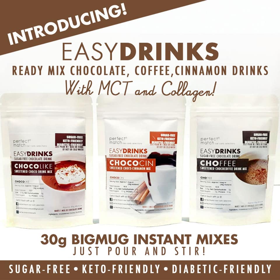 PerfectMatch Low-carb l Keto Triple Pack Chocolate Drink Mix l  Sugarfree with MCT & Collagen