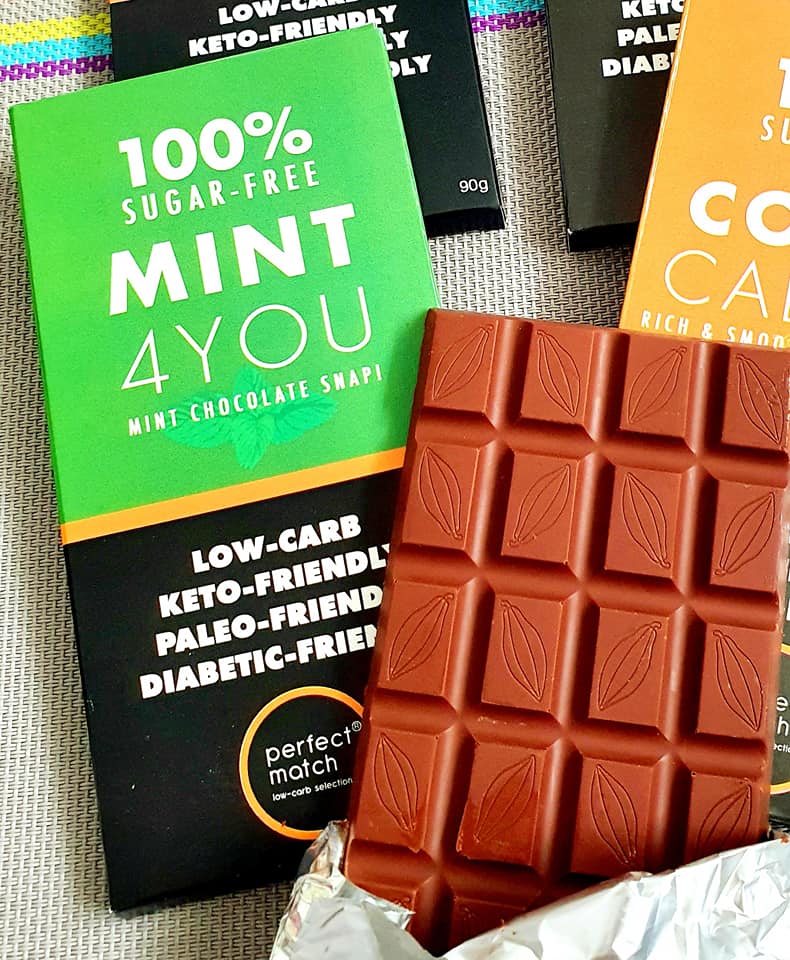 PerfectMatch Low-carb l Keto Sugar-Free Chocolate I Mint 4 u 90g l Sugarfree