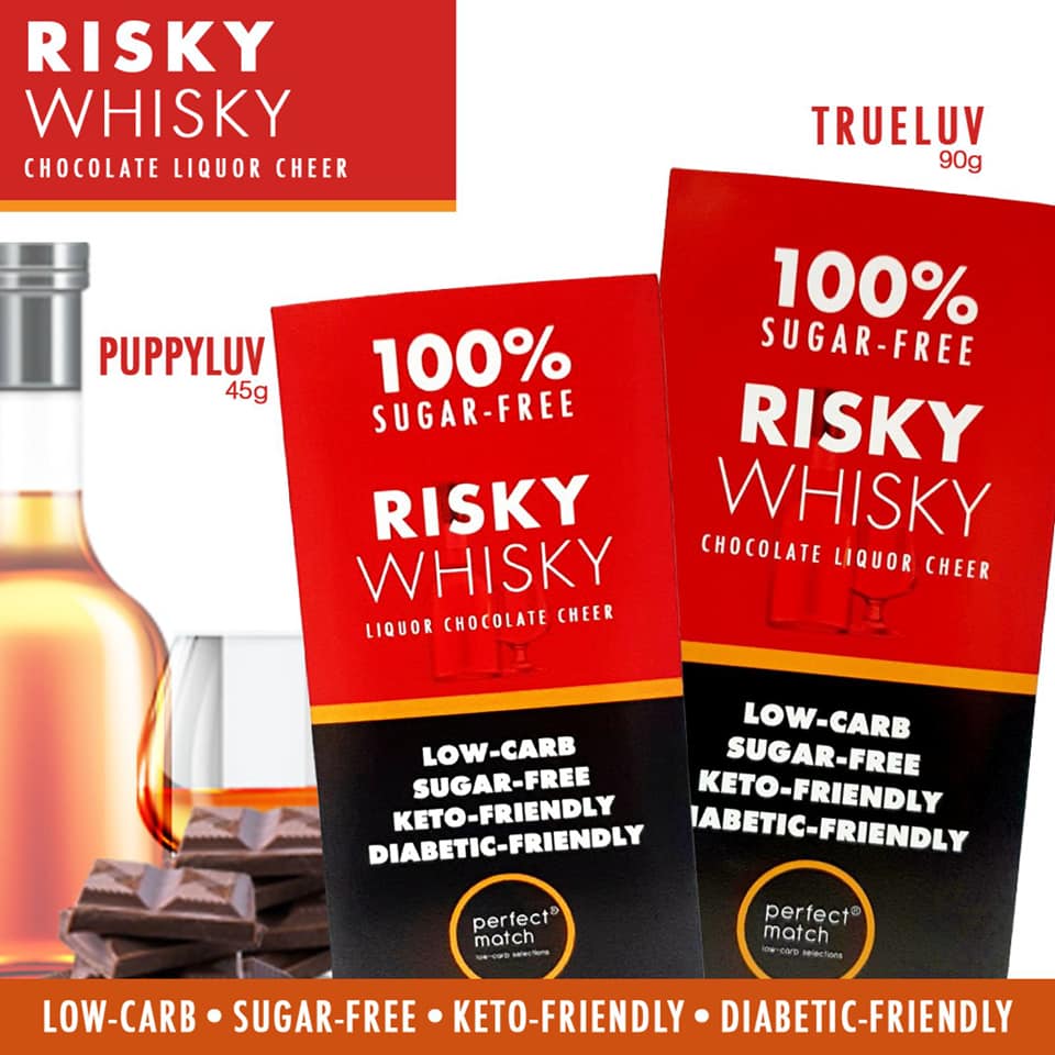 PerfectMatch Low-carb l Keto Sugar-Free Chocolate Liquor I Risky Whisky 45g l Sugarfree