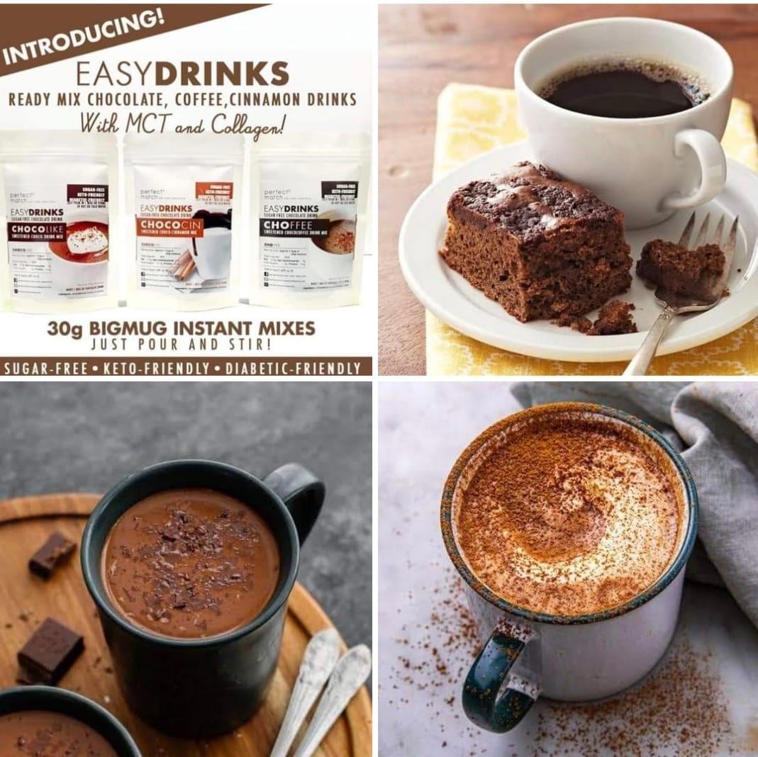 PerfectMatch Low-carb l Keto Chocolate Coffee Drink Mix l Choffee 30g l Sugarfree w/ MCT & Collagen