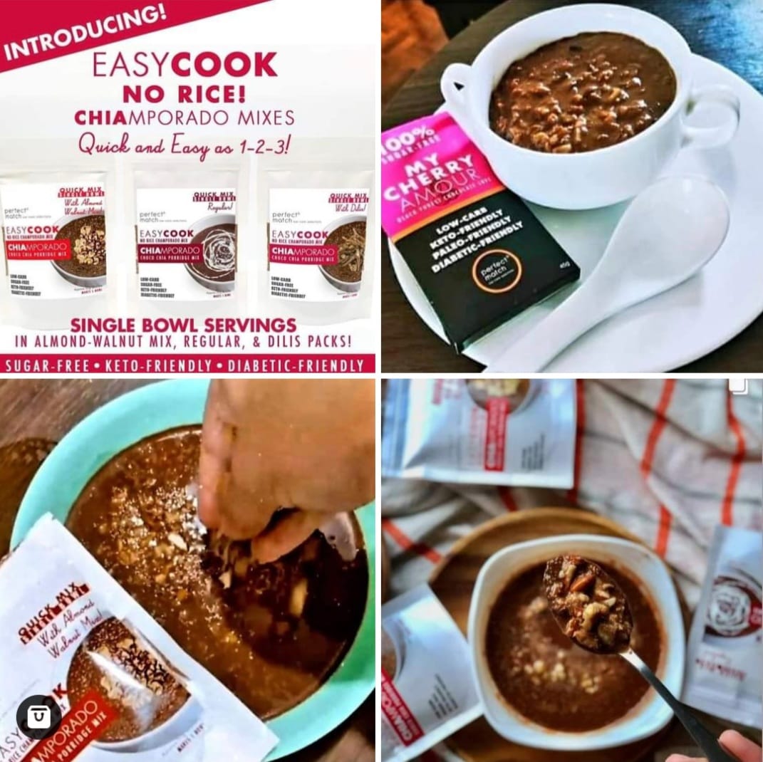 PerfectMatch Low-carb l Keto Champorado Mix l Chiamporado Regular Single Bowl 50g l Sugarfree