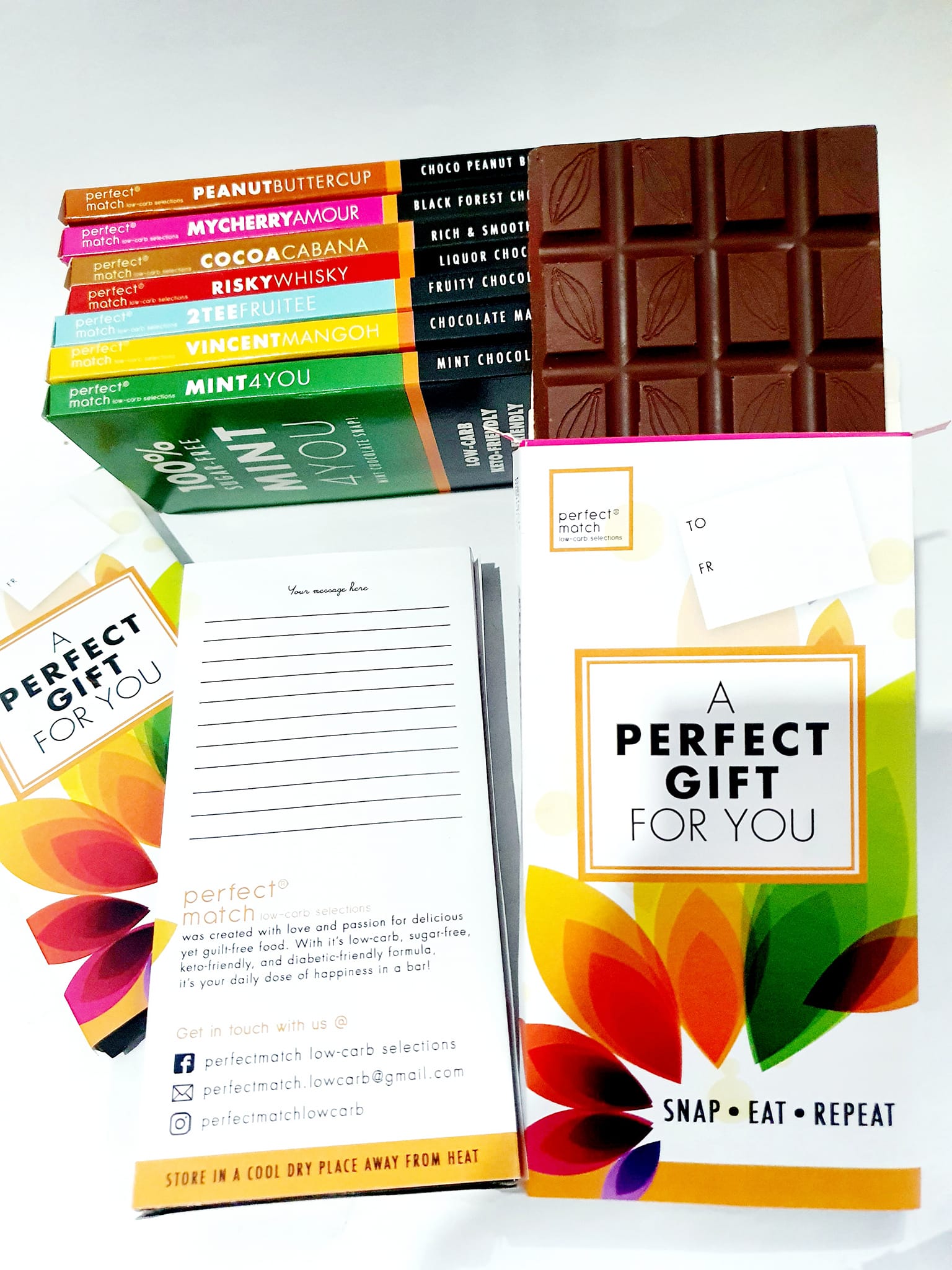 PerfectMatch Low-carb l Keto Gift l Chocolate Gift Set 90g l Sugarfree
