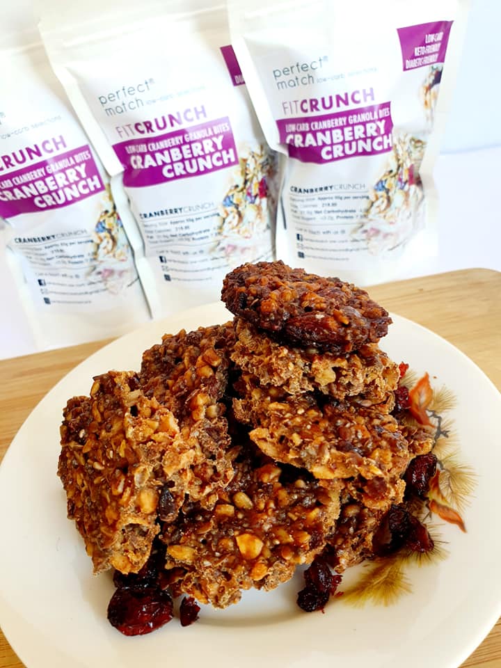 PerfectMatch Low-carb Keto Fit Crunch Cranberry Granola Bites l Cranberry Crunch l 65g l Sugar-free
