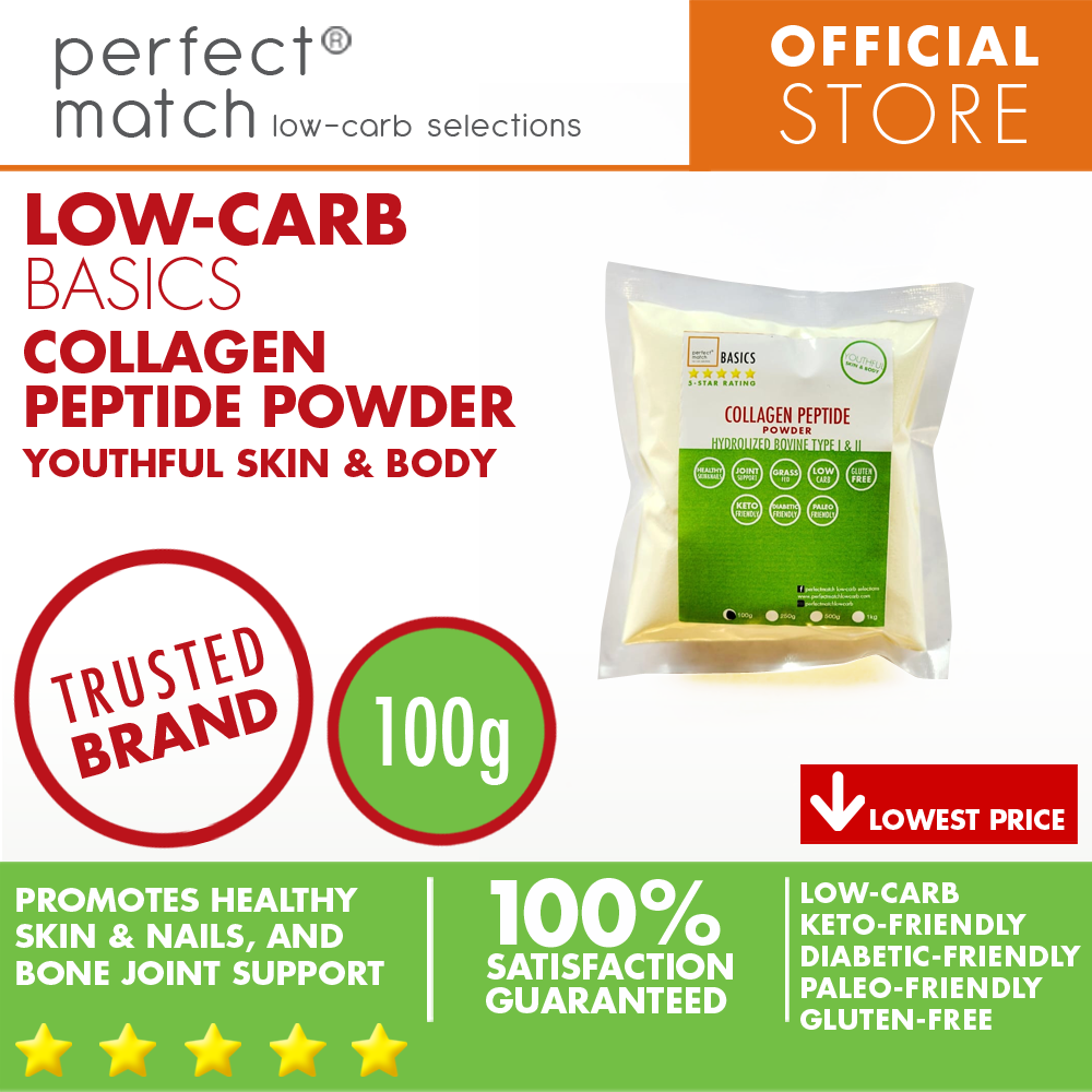 PerfectMatch Low-carb® l Collagen Peptide Powder l Hydrolyzed Bovine Type I, II I Keto-Friendly l Paleo-Friendly l Gluten-Free l Diabetic- Friendly l Coffee Creamer Replacement